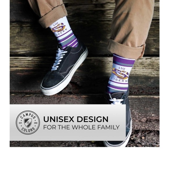 LSU Tigers Socks Striped Dress Socks, One Size Fits Most Footwear - Picture 3 of 7